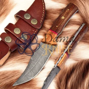 Custom Damascus Knife Hunting Fixed Blade with Sheath 927